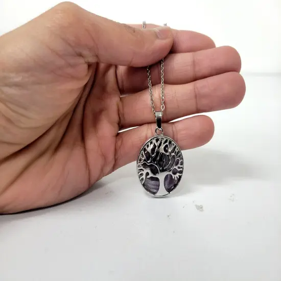 Amethyst Tree of Life Pendant Necklace - Pick Your Chain Length {3}
