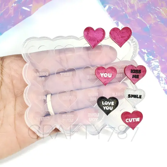 Heart Candy Studs Silicone Mold Palette 8 Pairs Valentine (D4) {2}
