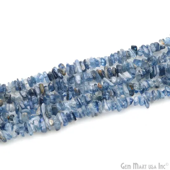 Kyanite Chip Beads, 34 Inch, Natural Chip Strands, Drilled Strung Nugget Beads, 3-7mm, Polished, GemMartUSA (CHKY-70001) {1}