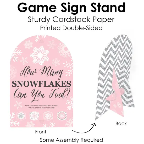 Big Dot of Happiness Pink Winter Wonderland Snowflake Birthday Party and Baby Shower Scavenger Hunt - 1 Stand and 48 Game Pieces - Hide and Find Game {7}