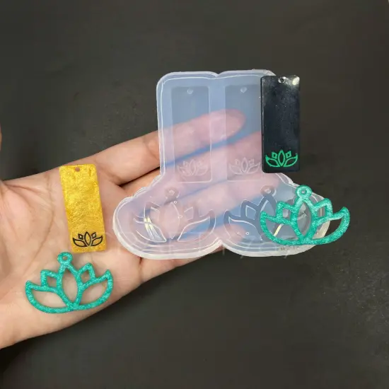 Lotus Dangle Earring Silicone Mold (C13) {5}
