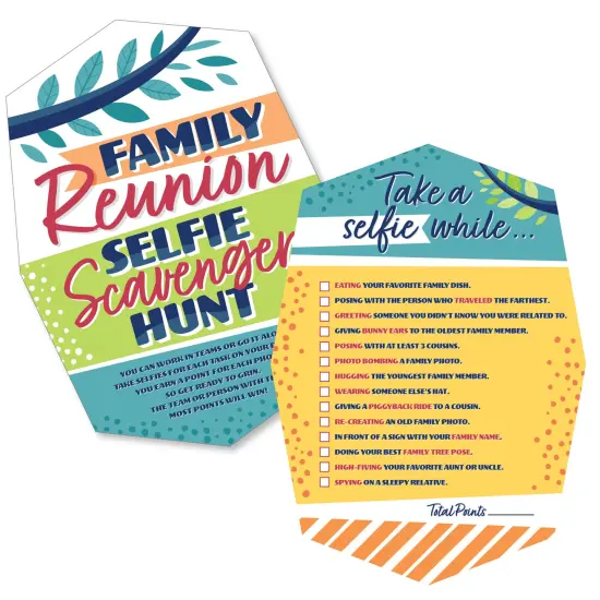 Big Dot of Happiness Colorful Family Reunion - Selfie Scavenger Hunt - Family Gathering Party Game - Set of 12 {1}