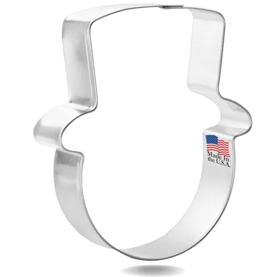 Snowman Face With Hat Cookie Cutter 3.75 in B1583, CookieCutter.com, Tin Plated Steel, Handmade in the USA {1}