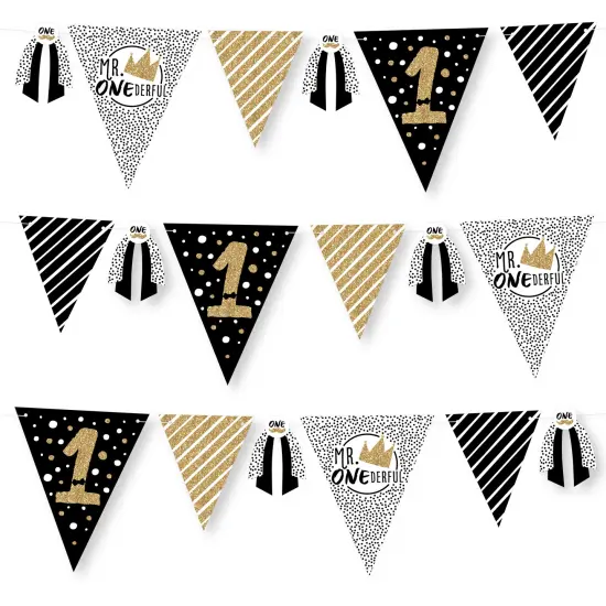 Big Dot of Happiness 1st Birthday Little Mr. Onederful - DIY Boy First Birthday Party Pennant Garland Decoration - Triangle Banner - 30 Pieces {1}
