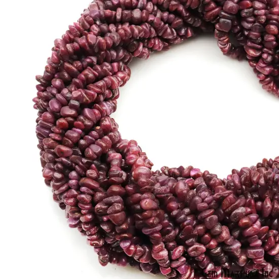Ruby Chip Beads, 34 Inch, Natural Chip Strands, Drilled Strung Nugget Beads, 3-7mm, Polished, GemMartUSA (CHRB-70001) {2}