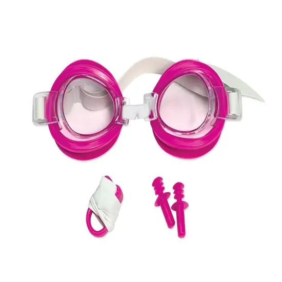 Swim Central 6" Pink Goggles, Ear Plug and Nose Clip Swimming Pool Accessory Combo Set for Juniors {1}