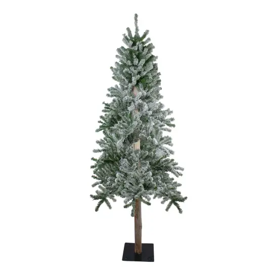 Northlight Medium Flocked Alpine Artificial Christmas Tree - 6' - Unlit Green {1}