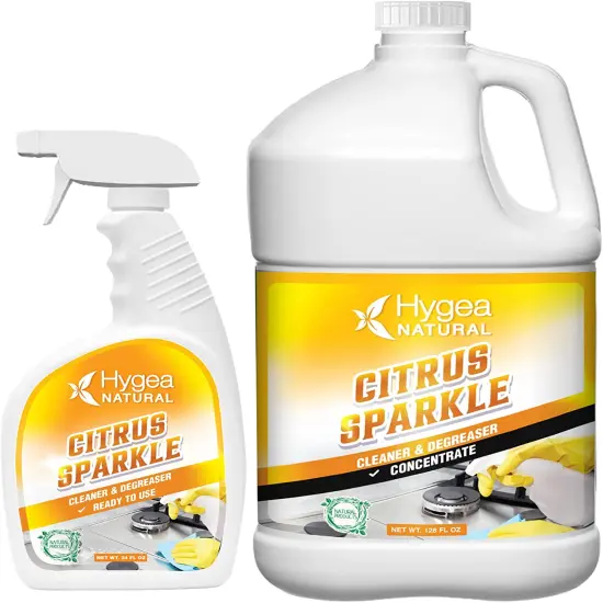 Hygea Natural Citrus Sparkle - Natural Cleaner and Degreaser 24oz Spray + Concentrated Refill {1}