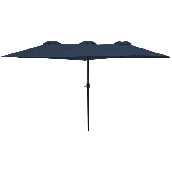 Northlight 15' Outdoor Patio Market Umbrella with Hand Crank, Navy Blue {1}