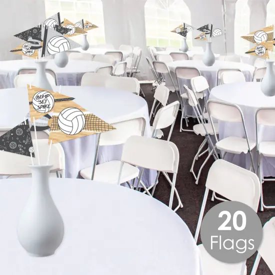 Big Dot of Happiness Bump, Set, Spike - Volleyball - Triangle Baby Shower or Birthday Party Photo Props - Pennant Flag Centerpieces - Set of 20 {3}