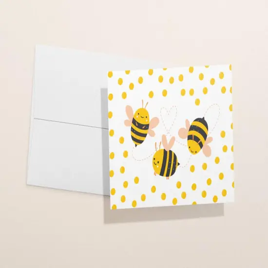 Bumble Bee Greeting Cards | Bees Cards Set | Cartoon Bee Cards | Bees and Flowers Greeting Cards | Bees and Hearts Cards | Buzzing Bee Card {3}
