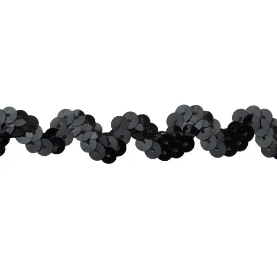 Belagio Sequin Trim, 0.63" Wide, Zig Zag Design, Black, 25-Yard Bolt {1}