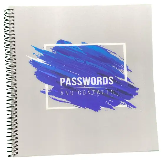 RE-FOCUS THE CREATIVE OFFICE, Large Password Keeper Book, Spiral Bound with Alphabetical Tabs Blue {1}