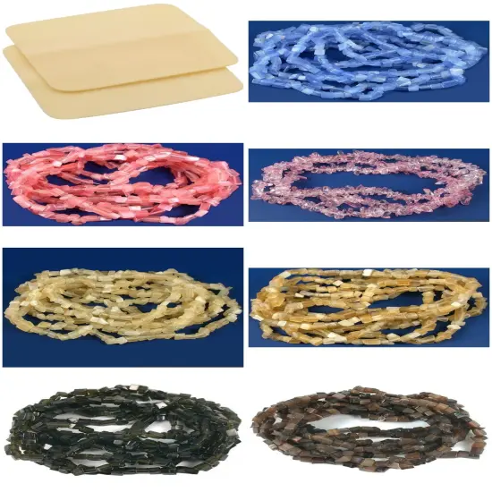 2 Beading Mats 8" x 8"& 7 Strands Glass & Chip Beads Various Colors and Sizes {1}