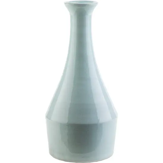 Diva At Home Trumpet Shiny Mint Blue Decorative Table Top Ceramic Vase 13.25" {1}