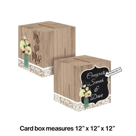 Party Central Mr & Mrs Chalkboard Rustic Wedding Day Party Card Collector Boxes - 12" - Pack of 6 Brown {3}