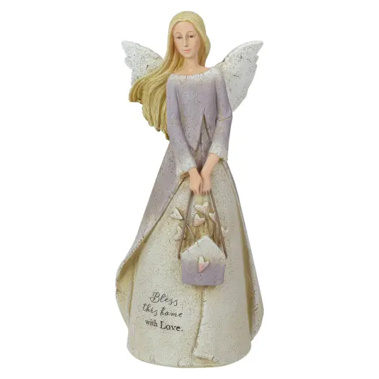 Roman Heavenly Blessings Collection "Bless This Home" Angel Figurine - 8.5" Purple {1}
