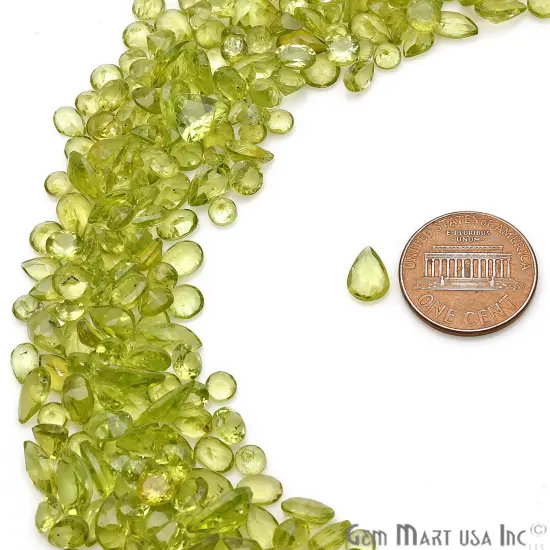 Peridot Gemstone, 100% Natural Faceted Loose Gems, August Birthstone, 6-12mm,50 Carats, GemMartUSA (PT-60001-50) {3}