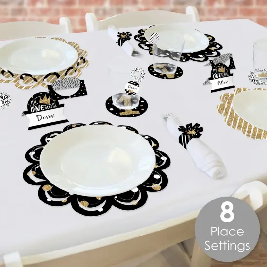 Big Dot of Happiness 1st Birthday Little Mr. Onederful - Boy First Birthday Party Paper Charger & Table Decorations Chargerific Kit for 8 {3}