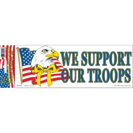 USA We Support Our Troops Bumper Sticker 3-1/4"X9" {1}