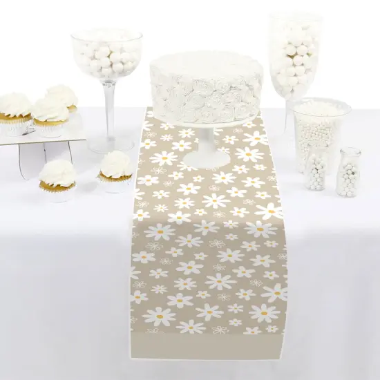Big Dot of Happiness Tan Daisy Flowers - Petite Floral Party Paper Table Runner - 12 x 60 inches {3}