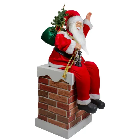 Northlight 32" Musical and Animated Santa on a Chimney Christmas Decoration Red {5}