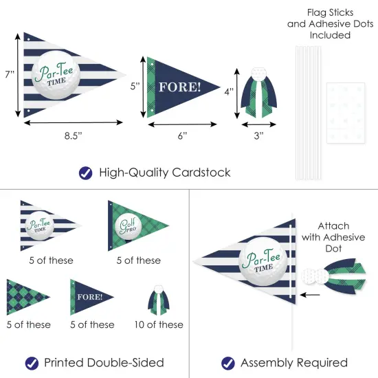 Big Dot of Happiness Par-Tee Time - Golf - Triangle Birthday or Retirement Party Photo Props - Pennant Flag Centerpieces - Set of 20 {4}