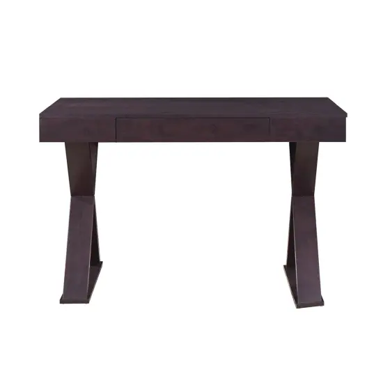 Techni Office Solutions 47.25-Inch Dark Brown Durable Rectangular Writing Desk With Crossed Legs Black {3}