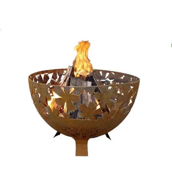 Esschert Design 24" Bronze Leaves Rustic Finish Outdoor Fire Bowl - Large {1}
