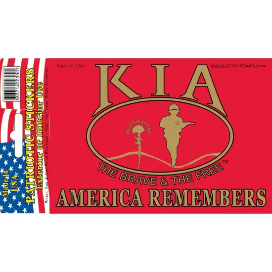 KIA The Brave & The Free Bumper Sticker 3-1/2"X5" {1}