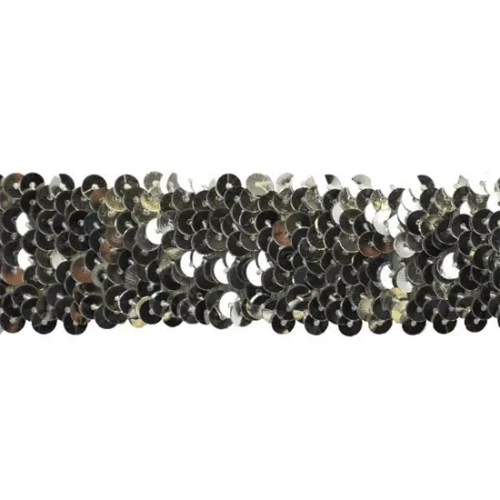 Belagio Stretch Sequin Trim, 1.5" Wide, Silver, 10-Yard Bolt {1}