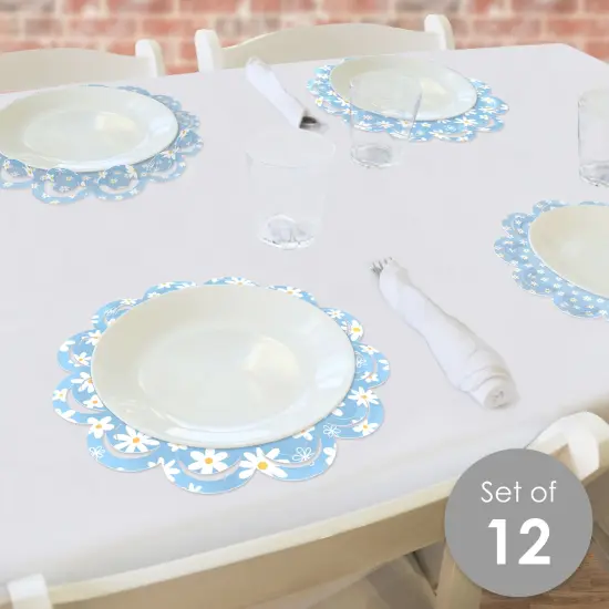 Big Dot of Happiness Blue Daisy Flowers - Floral Party Round Table Decorations - Paper Chargers - Place Setting For 12 {4}
