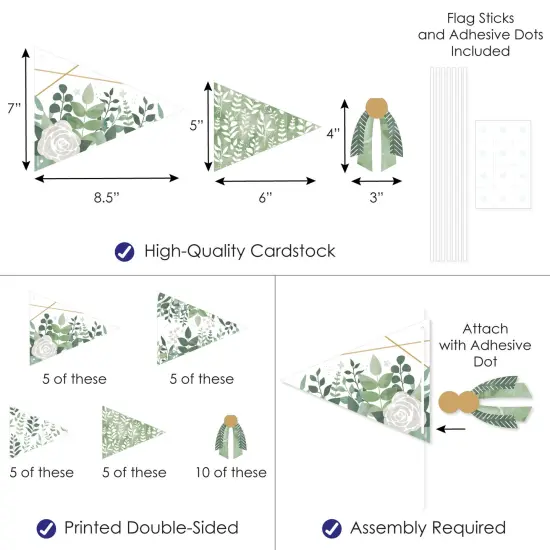 Big Dot of Happiness Boho Botanical - Triangle Greenery Party Photo Props - Pennant Flag Centerpieces - Set of 20 {4}