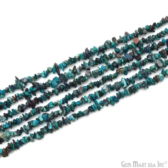Chrysocolla Chip Beads, 34 Inch, Natural Chip Strands, Drilled Strung Nugget Beads, 3-7mm, Polished, GemMartUSA (CHCH-70001) {5}