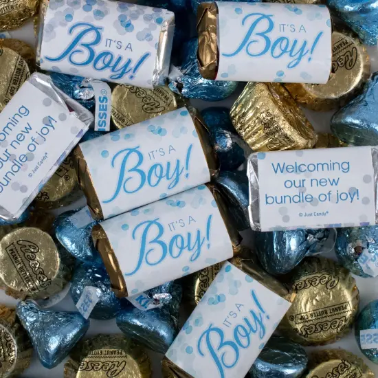 105 pcs Blue It's a Boy Baby Shower Candy Hershey's Chocolate Mix (1.75 lb) - by Just Candy {1}