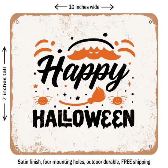 DECORATIVE METAL SIGN - Happy Halloween3 - Vintage Rusty Look {2}