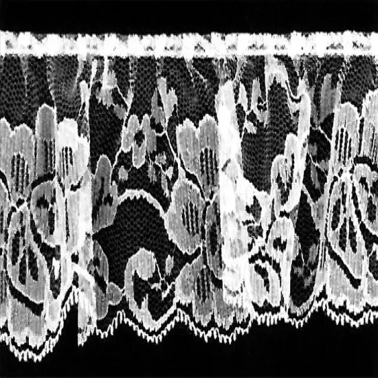 Belagio Gathered Lace Trim, 2.75" Wide, White, 40-Yard Bolt {1}