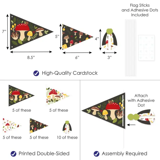 Big Dot of Happiness Wild Mushrooms - Triangle Red Toadstool Decor and Party Photo Props - Pennant Flag Centerpieces - Set of 20 {4}