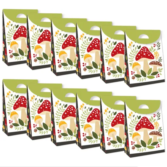 Big Dot of Happiness Wild Mushrooms - Red Toadstool Party Gift Favor Bags - Party Goodie Boxes - Set of 12 {6}