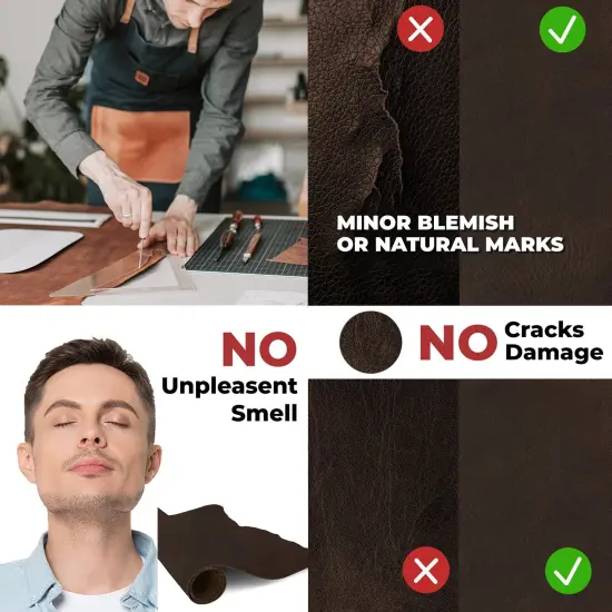 European Leather Work 5-6 oz. (2-2.4mm) Vegetable Tanned Leather Natural Shrunken Grain Cowhide Craftsmen Grade Quality for Tooling, Carving, Engraving, Molding {6}