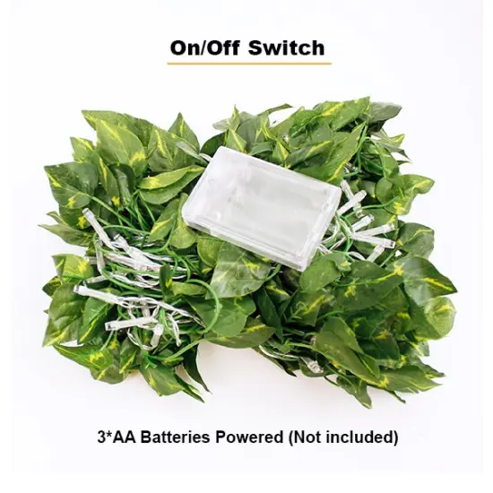 Perfect Holiday 66 LED Ivy Leaf Curtain String Lights Battery Operated - Warm White {5}