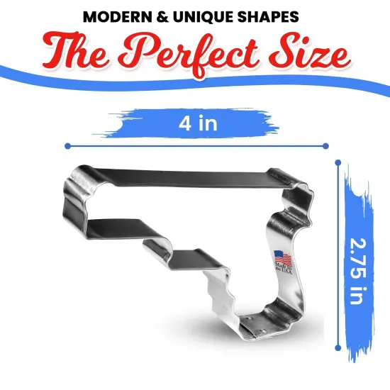 Hand Gun Cookie Cutter 4 in B1591, CookieCutter.com, Tin Plated Steel, Handmade in the USA {5}