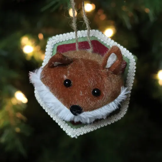 Northlight 4.75" Brown and Cream Stuffed Fox Head Plaque Christmas Ornament {3}