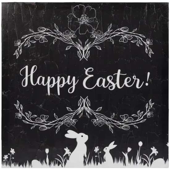 Northlight Black and White Happy Easter Bunnies Canvas Wall Art, 17.75" x 17.75" {1}
