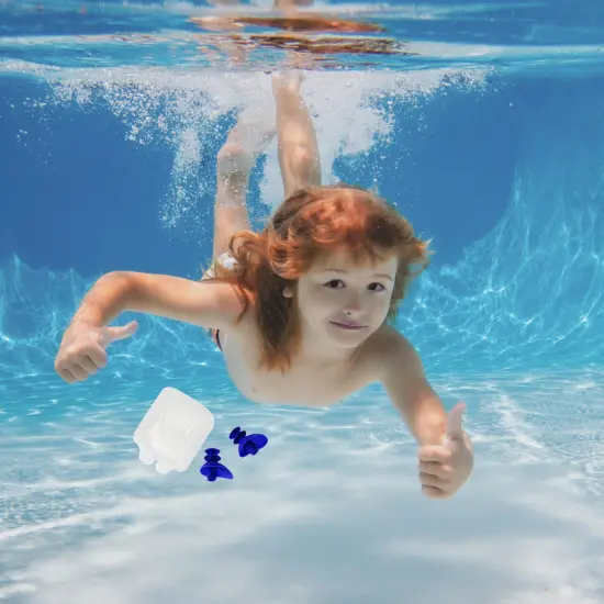 Pool Central Blue Molded Silicon Ear Plugs Swimming Pool Accessories with Case {3}