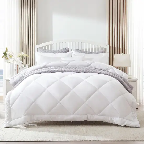 SLEEP ZONE White Reversible Queen Size Cooling Comforter {4}