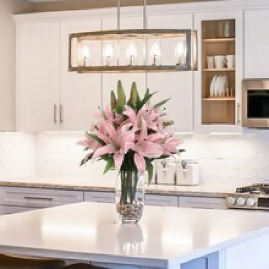 12-Pack: Artificial Casablanca Lily Stems - 34-Inch - Pink & White - Indoor Floral D&eacute;cor, Floral Home by Artificial Flowers {2}