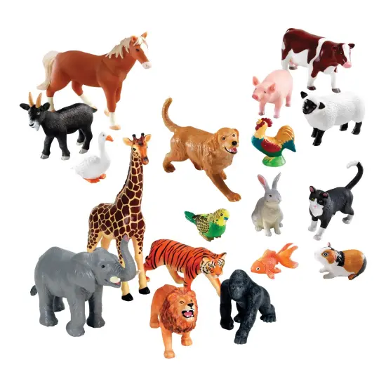 Kaplan Early Learning Company Jumbo Animals Set of 18 - Farm, Jungle, & Pets {1}