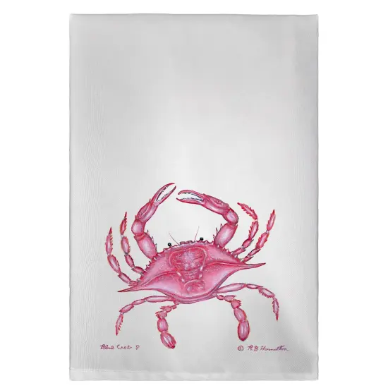 Betsy Drake Pink Crab Guest Towel {1}