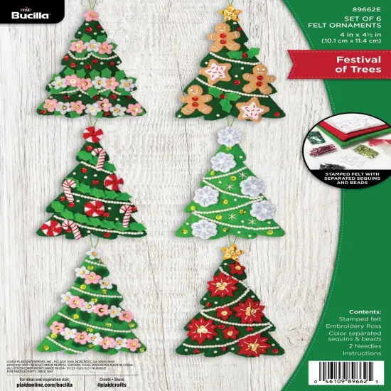 Bucilla Felt Ornaments Applique Kit Set Of 6-Festival Of Trees {1}